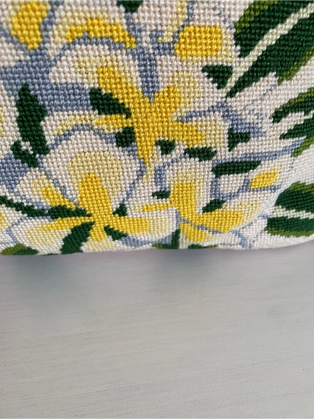 Vintage Vibrant Topical Floral Tapestry Needlepoint Throw Pillow